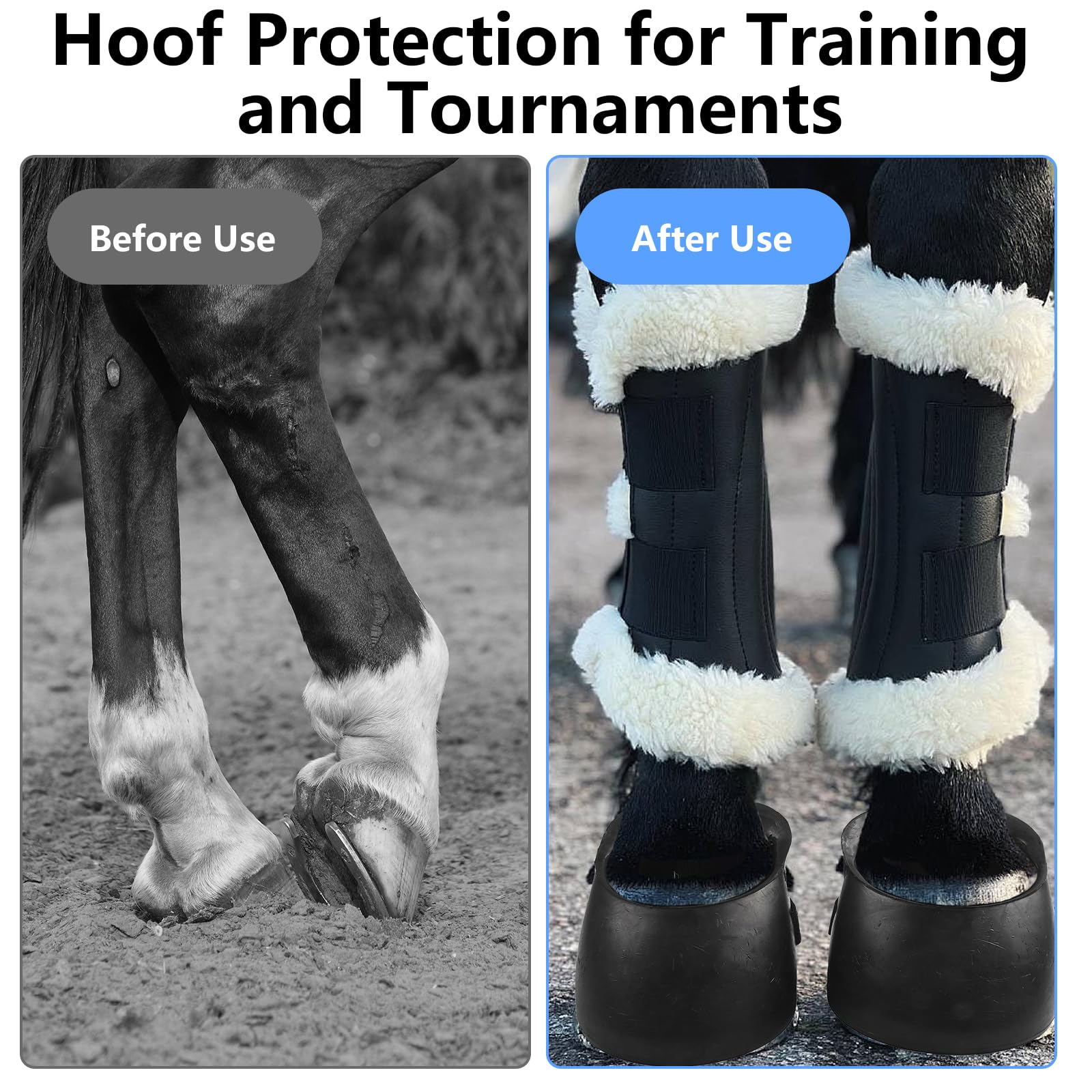1 Paire Bottes de Sabots de Chevaux, Bottes de Protection des Sabots pour Chevaux, Sabots Caoutchouc pour Sabot Blessés, Conçus pour Protection Antidérapante et Soutien en Cas de Blessure (M)