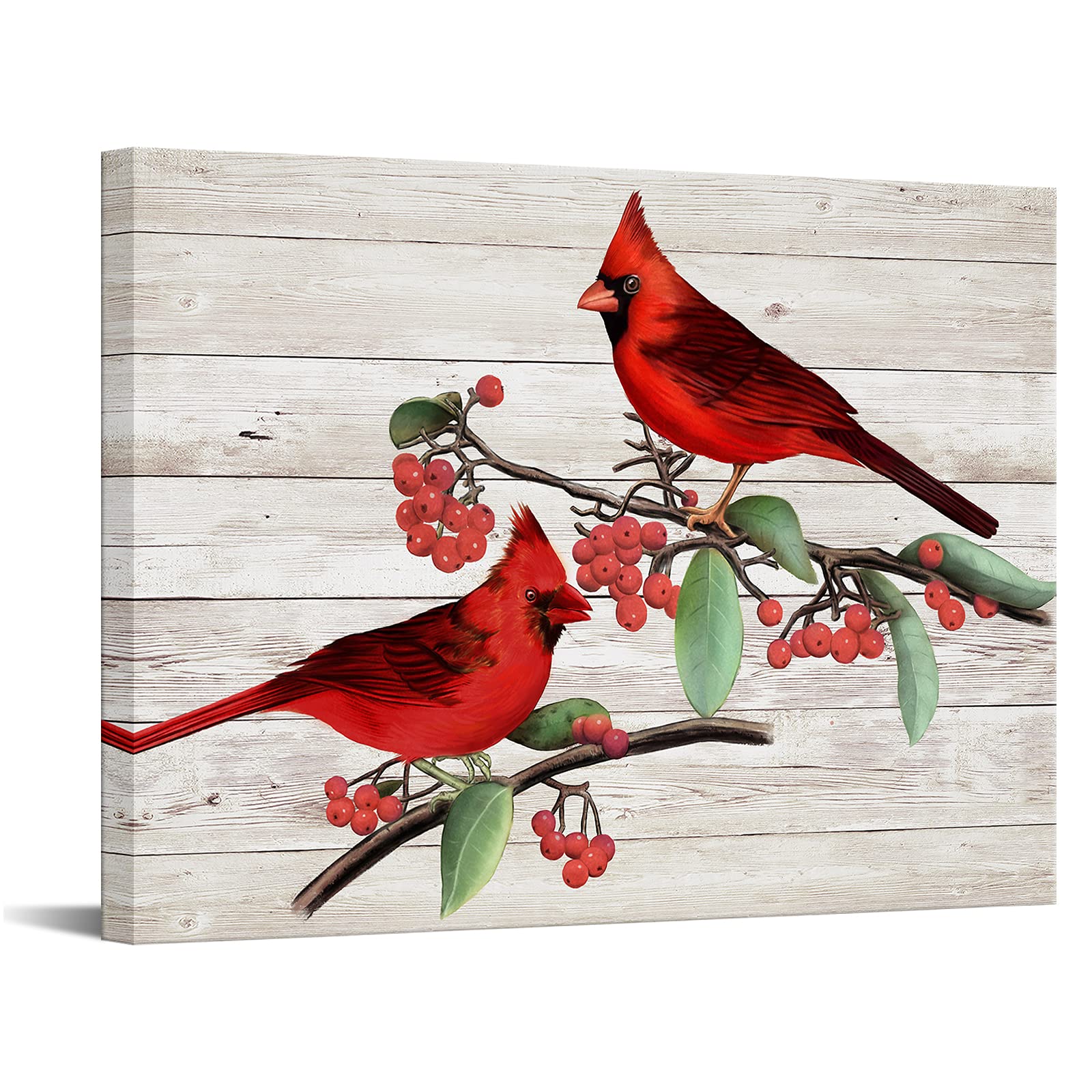 Joile Cardinal Canvas Wall Art Birds on Berry Tree 