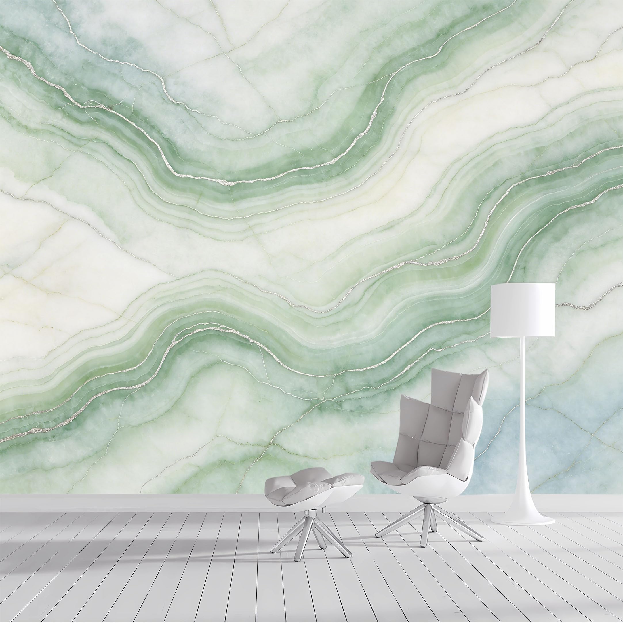 Custom Size Wall Mural Abstract Green Marble Veins Agate Texture Light Luxury Modern Geometric Watercolour SelfAdhesive Wall Fabric Removable Wallpaper for Living Room Bedroom Bathroom