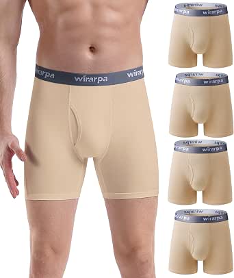 wirarpa Men's Underwear Trunks Cotton Boxers 4 Pack