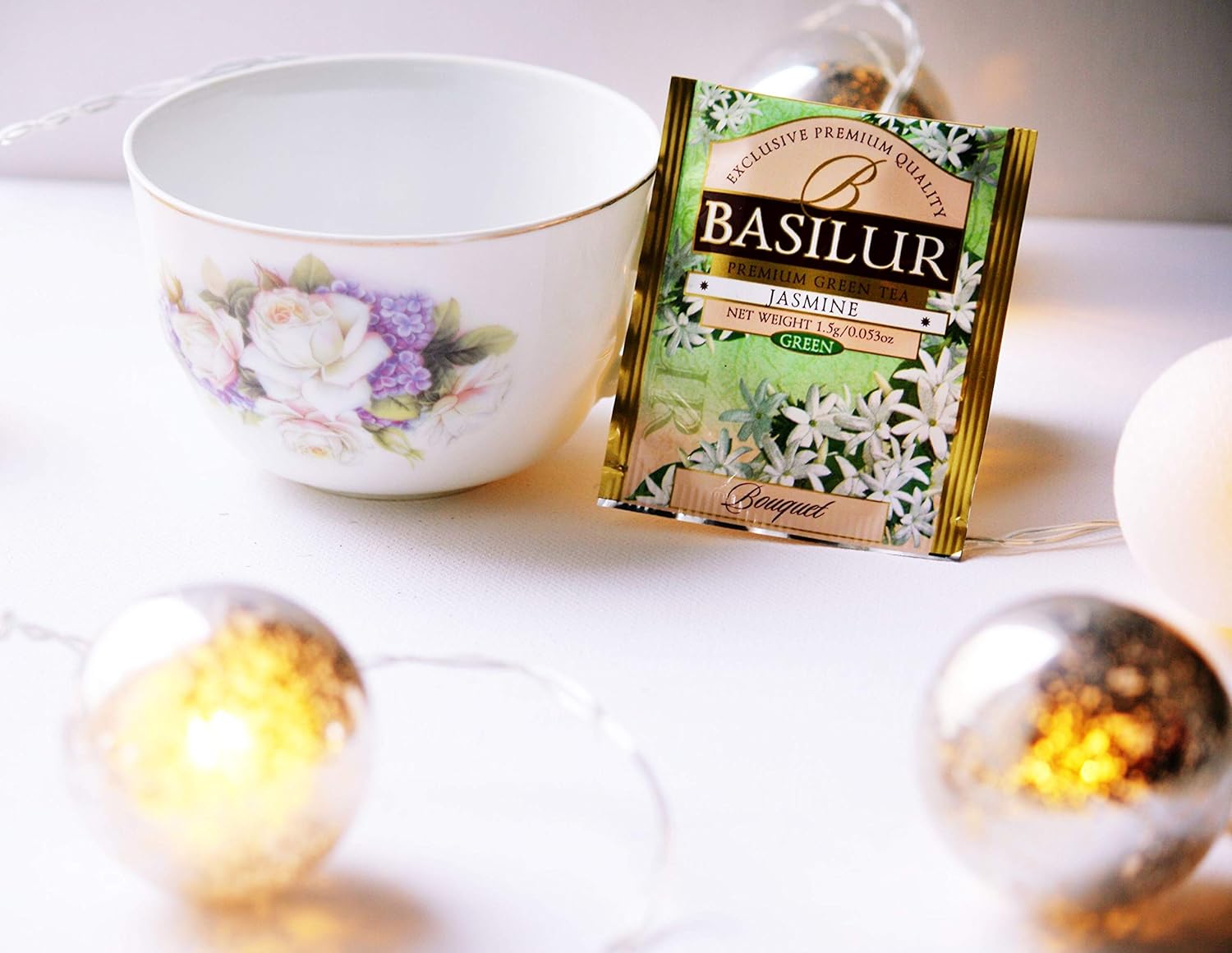 Basilur, Jasmine Green Tea, Ceylon Green tea, Single Origin, Pure Natural Tea, Foil Enveloped Tea Bags, Pack of 100