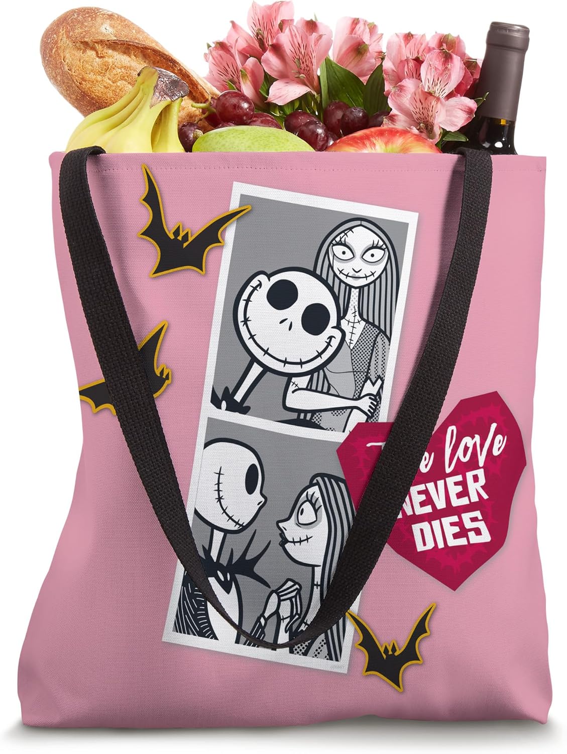 Tim Burton’s The Nightmare Before Christmas Jack Sally Heart Tote Bag