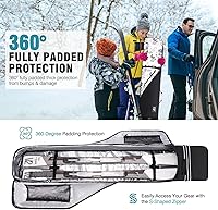 Vista 5 de Bolsa de snowboard y esquí para viajes aéreos, bolsa de snowboard acolchada completa impermeable que se ajusta a tabla, botas, ropa, casco