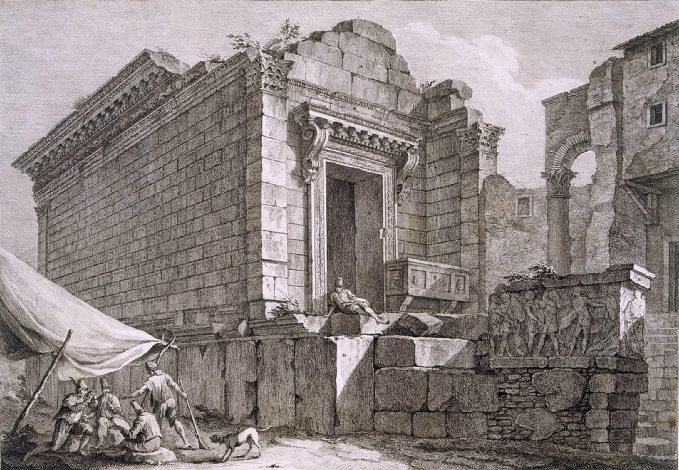 HRJUBWREE Oil Painting Prints on Canvas Painting Picture View of the Temple of Aesculapius by Robert Adam Artwork Canvas Prints for Home Decor 60x90cm