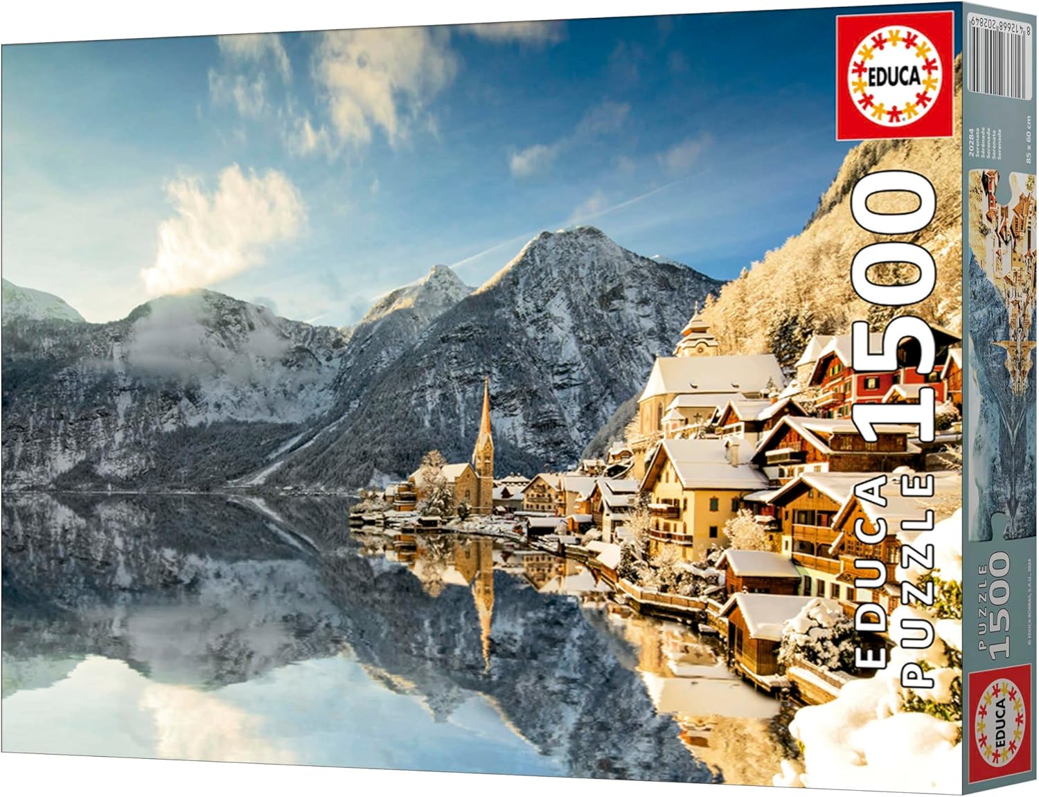 Educa - 1500 Piece Jigsaw Puzzle for Adults | Winter at Hallstatt. Includes Glue Fix Puzzle. Measures 85 x 60 cm. from 14 Years Old (20284)