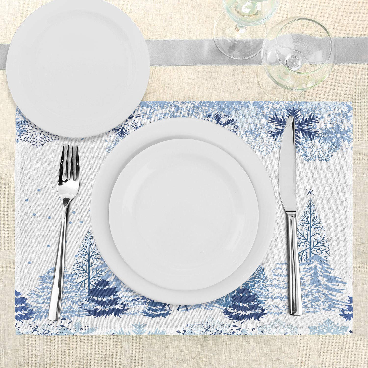 Abakuhaus, Noël, Sets De Table, Pour La Salle à Manger Et La Cuisine, Grand Teint, Lavable, Impression Numérique, élan