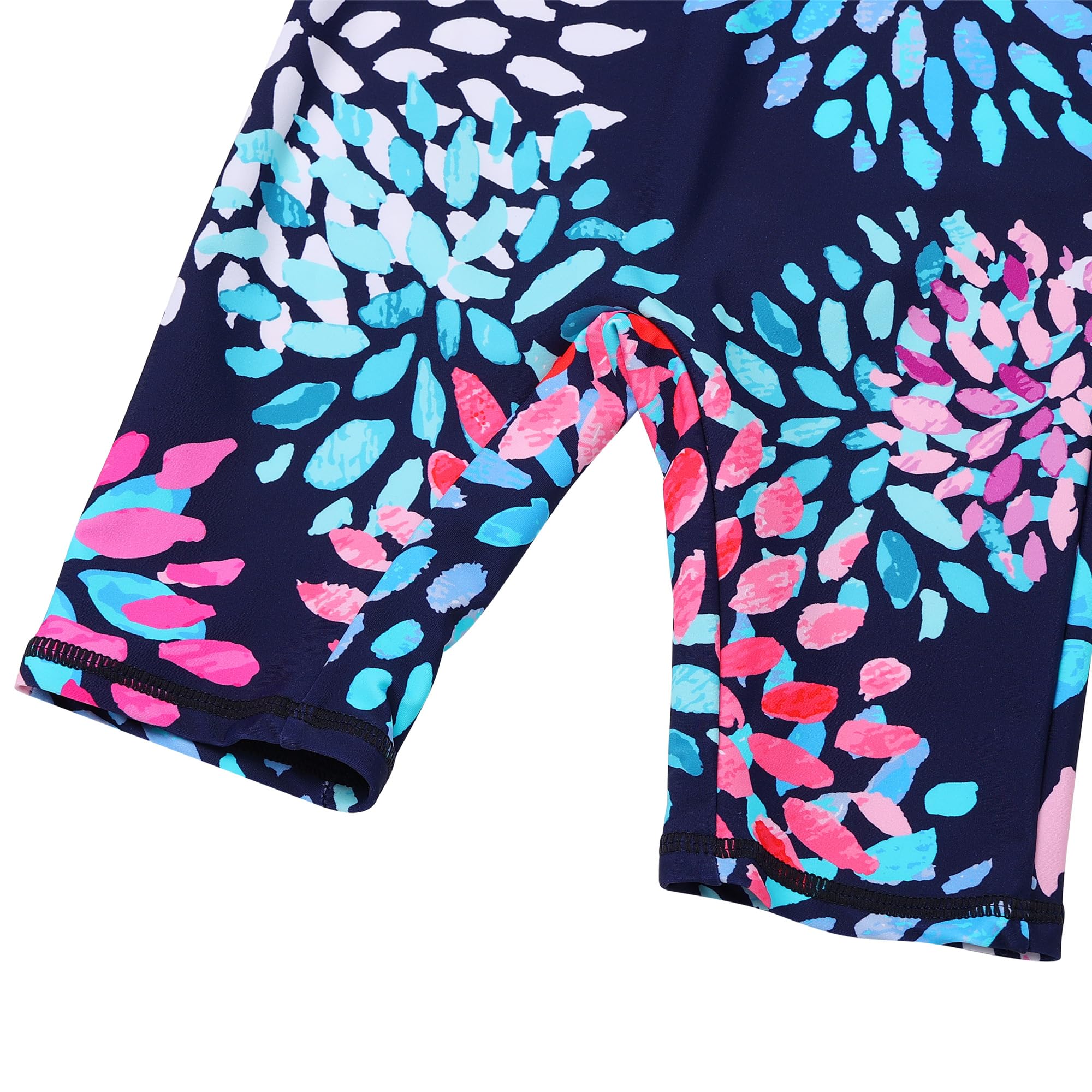 HUAANIUE Mädchen Badeanzug 2-12 Jahre, Einteiler mit UV-Schutz UPF50+, Kurzarm, Front-Reißverschluss, Bunte Druckmuster ideal für Schwimmen & Strand