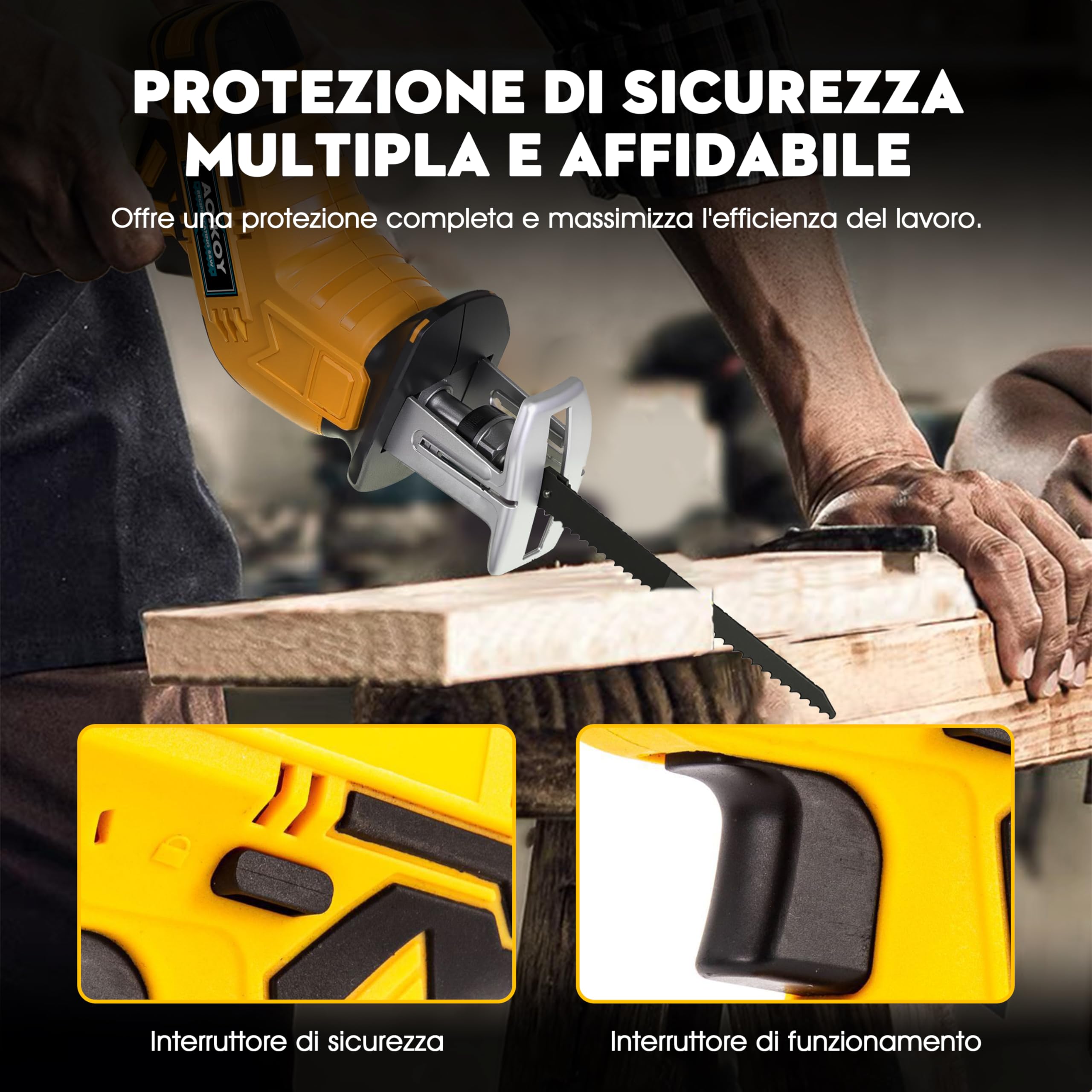 Sega a Gattuccio Compatibile con Dewalt 21V, Seghetto Elettrico Senza Filo con 4 Lame, Velocità Regolabile 0-2500 RPM per Taglio di Legno/Metallo/PVC (Senza Batteria)