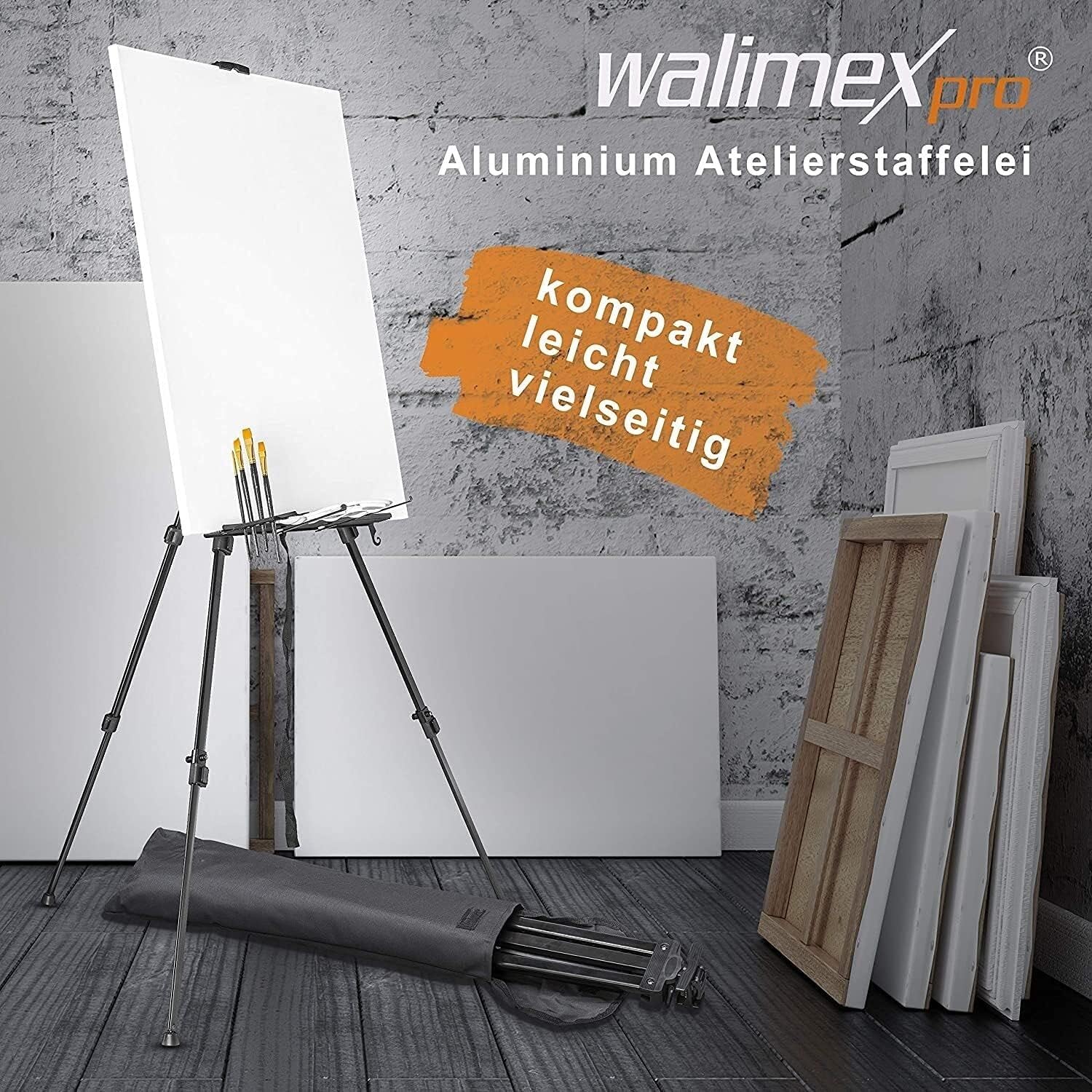 Studio-Staffelei aus Aluminium, 60 cm, eine breite Palette von Staffelei für Leinwände bis zu 122 cm Höhe und 4 cm Tiefe