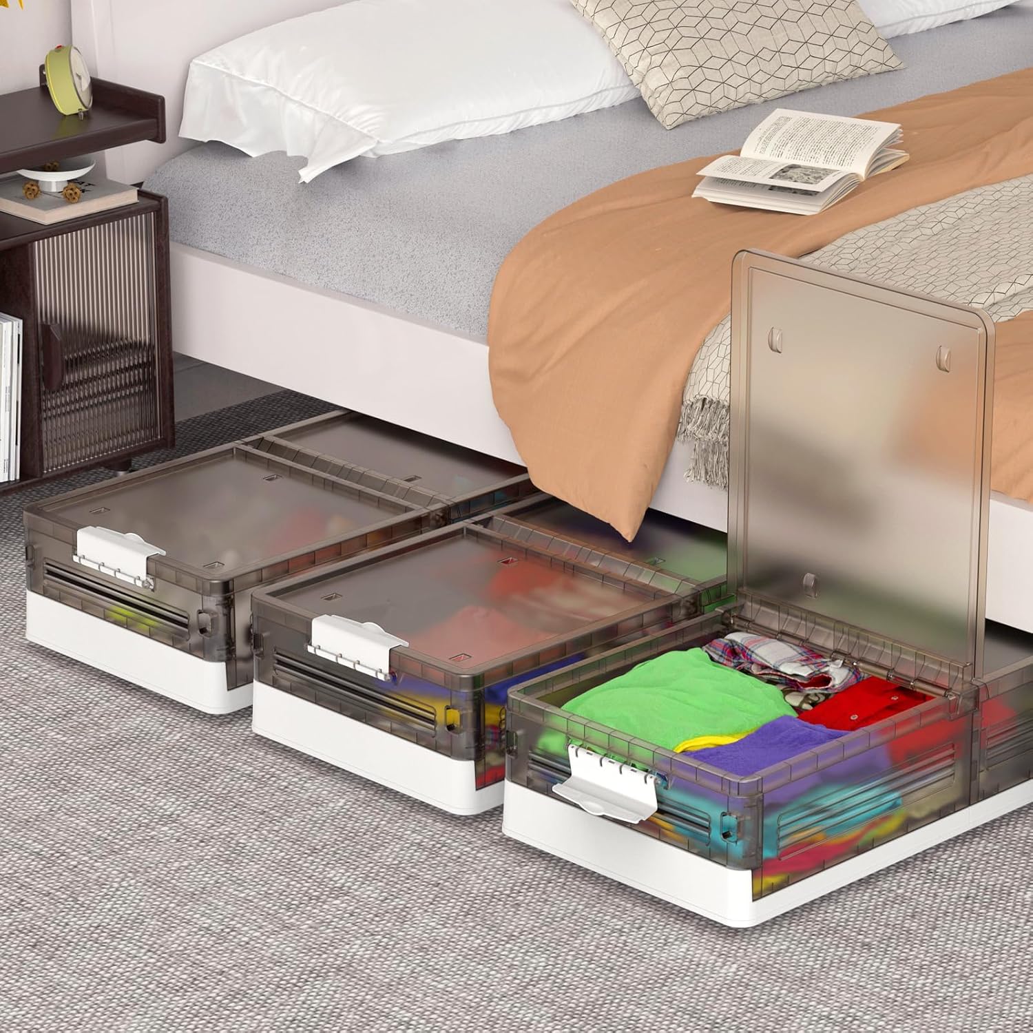 joibabe 3 Pack Under Bed Storage Plastic Containers Box