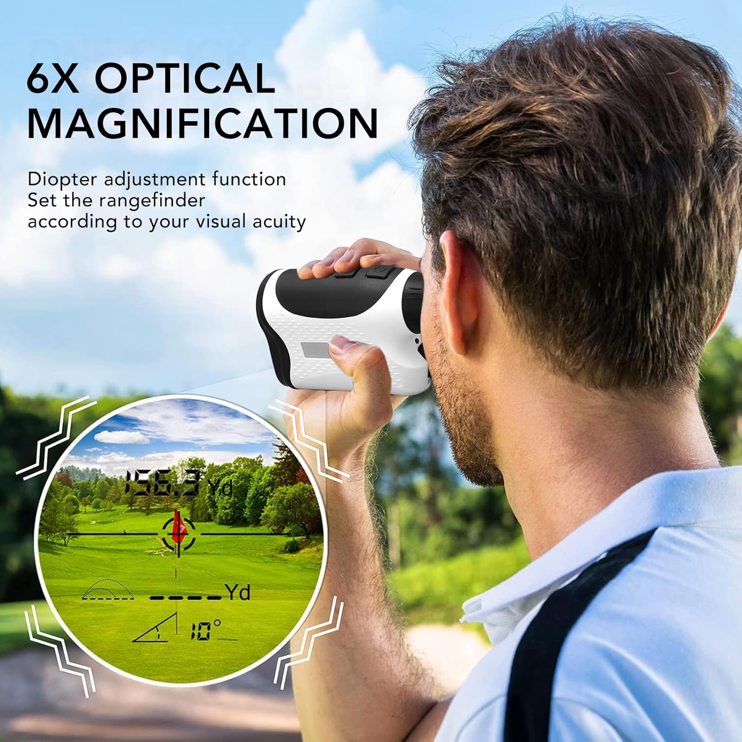 Hunting Rangefinder, White Telescope Rangefinder, Portable Height Measurement USB Rechargeable Rangefinder for Ball Game