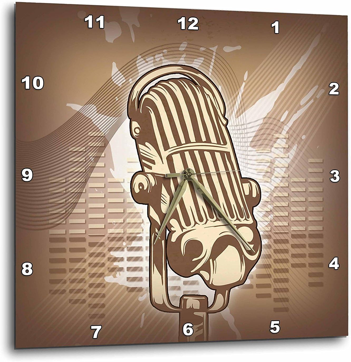 3dRose Wall Clock Silent - 13 inch - Microphone Blast - Graphics Music