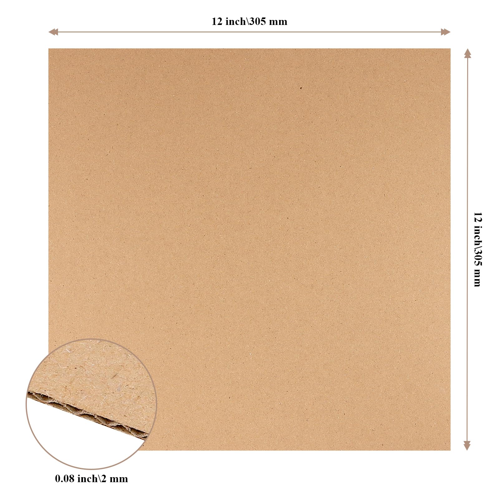 Carton ondulé 305 x 305 mm, 2 mm d'épaisseur, lot de 50 feuilles pour expédition et artisanat