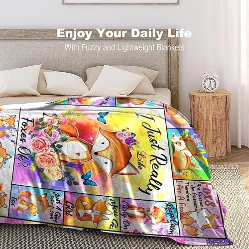 Miniatura 6 de Regalos de zorro para niñas y niños, manta de zorro impresa en 3D, súper suave y ligera, mantas y mantas para amantes de los zorros, regalos de