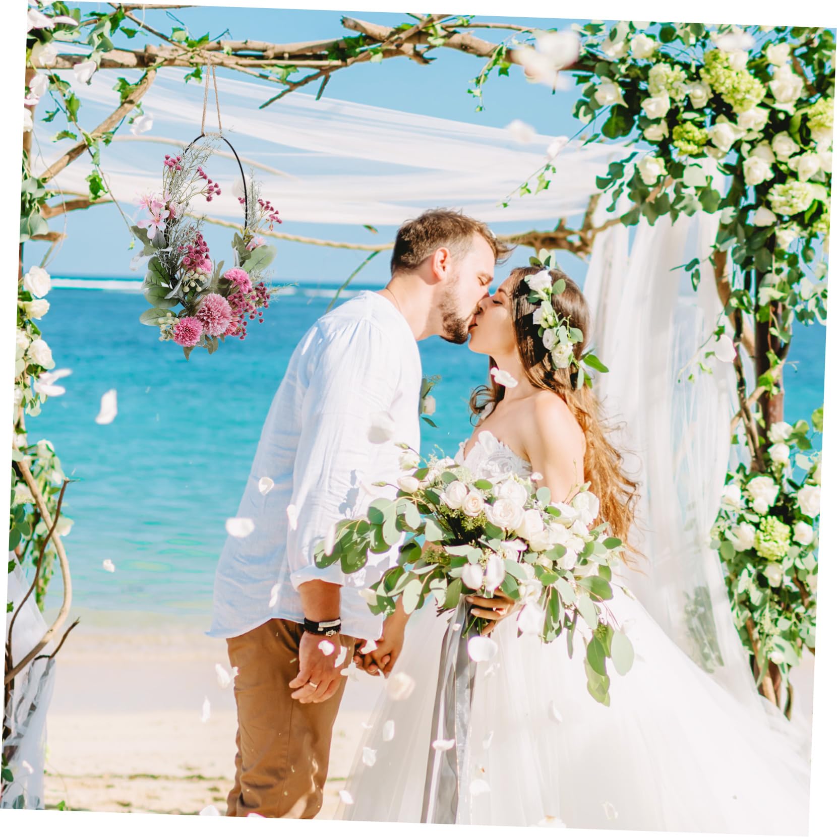 Zerodeko 2stücke Kunstblumenkranz Mit Bunten Blüten Und Blättern Als Tür Oder Fensterdekoration Für Hochzeiten Und Und Langlebig