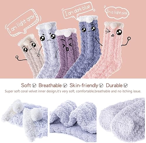 Miniatura 5 de EBMORE Womens Fuzzy Socks Slipper Fluffy Cozy Comfy Cabin Plush Warm Winter Sleep Home Soft Socks