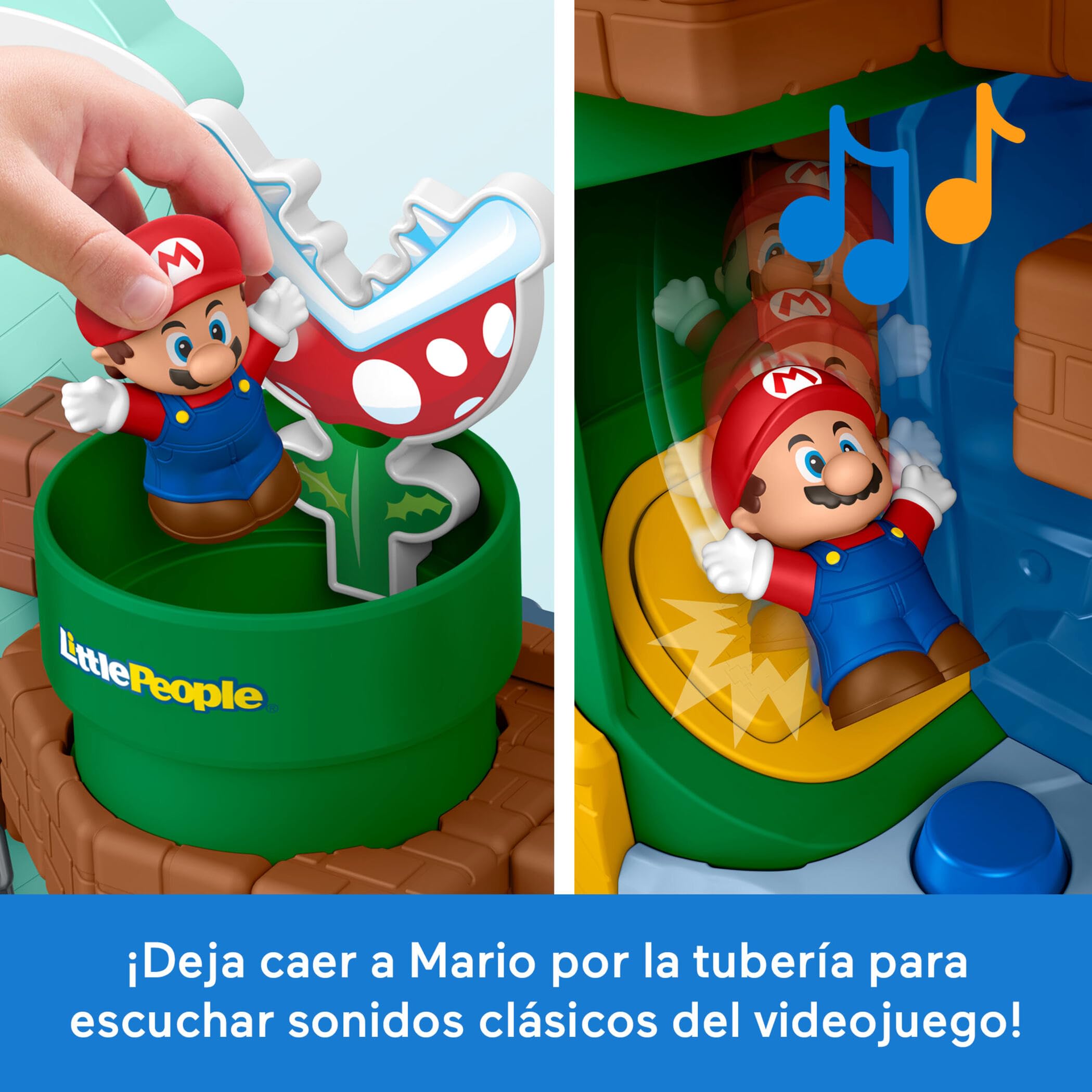 Fisher-Price Little People Mi Aventura con Mario | Set de juego con figura de Mario y 1 accesorio, sonidos, actividades y motricidad fina, +18 meses, JHG61