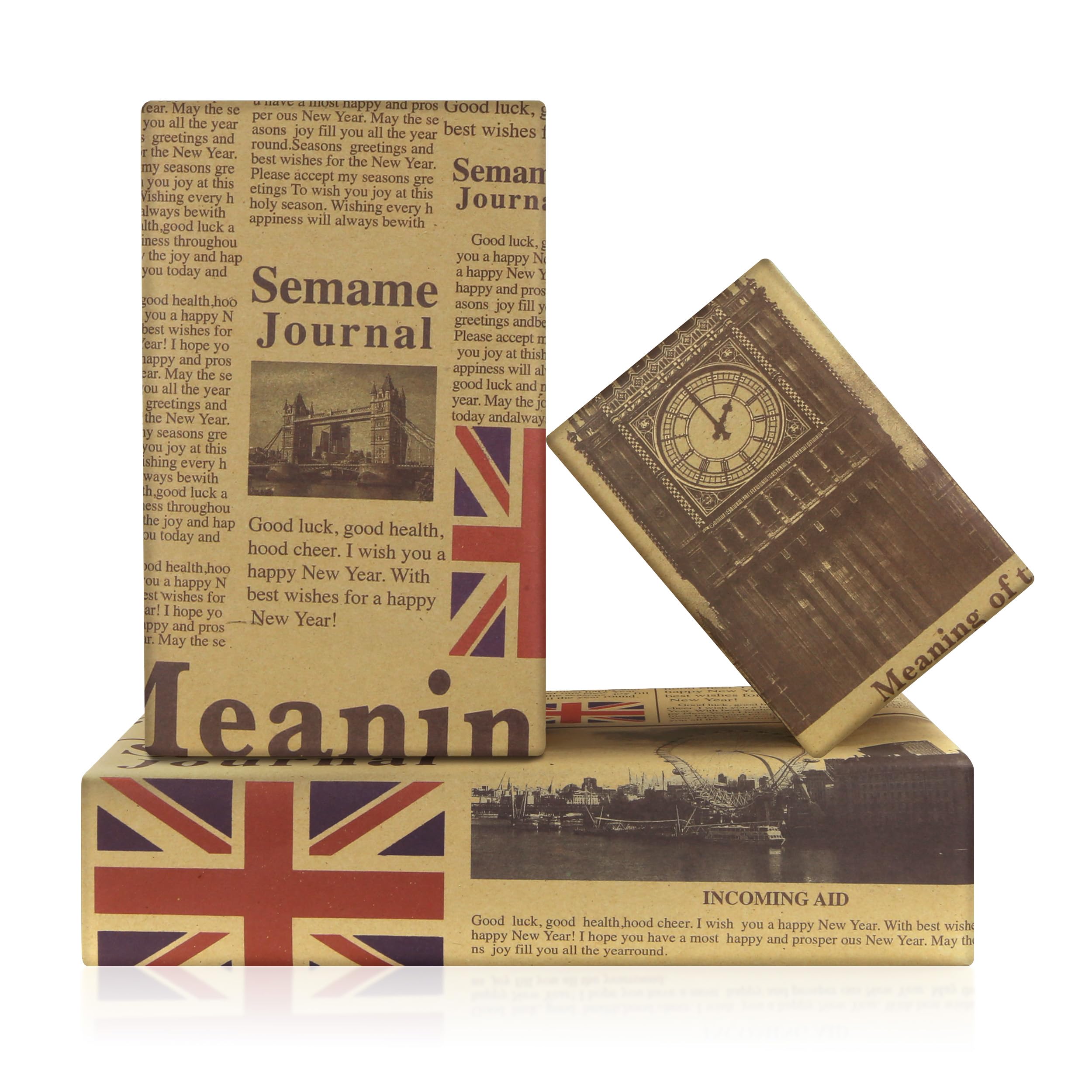 Vintage London Wrapping Paper, 4 Sheets British London Big Ben Design Kraft Wrapping Paper 50x70cm, Kraft Traveller Gift Wrap Folded Flat for Birthday or National Day