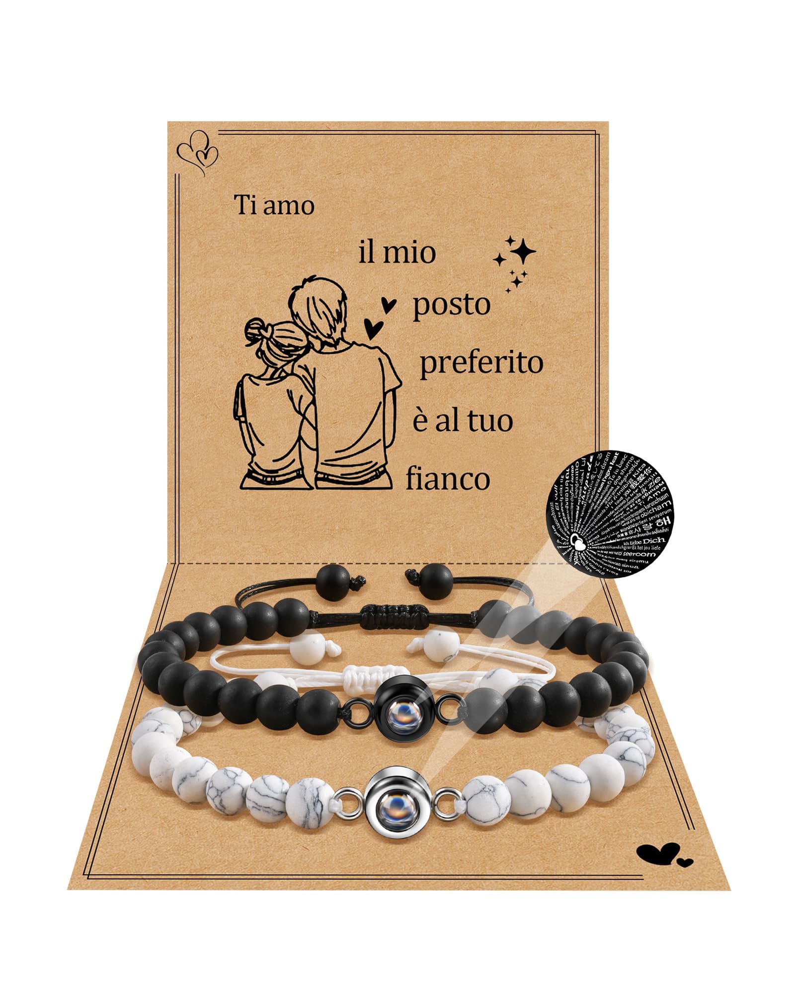 BOCHOI 2 Articoli Ti Amo Bracciale Regali Di Coppia Regalo Anniversario Per Lui Abbinato Per Fidanzato Fidanzata Il Mio Amore Anima Gemella Gioielli