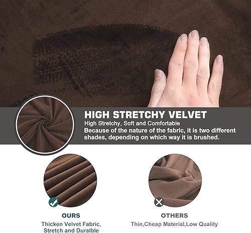 Miniatura 9 de NeColorLife Funda otomana de terciopelo cuadrada de almacenamiento, funda otomana gruesa y elástica con banda elástica para otomana (tamaño grande,