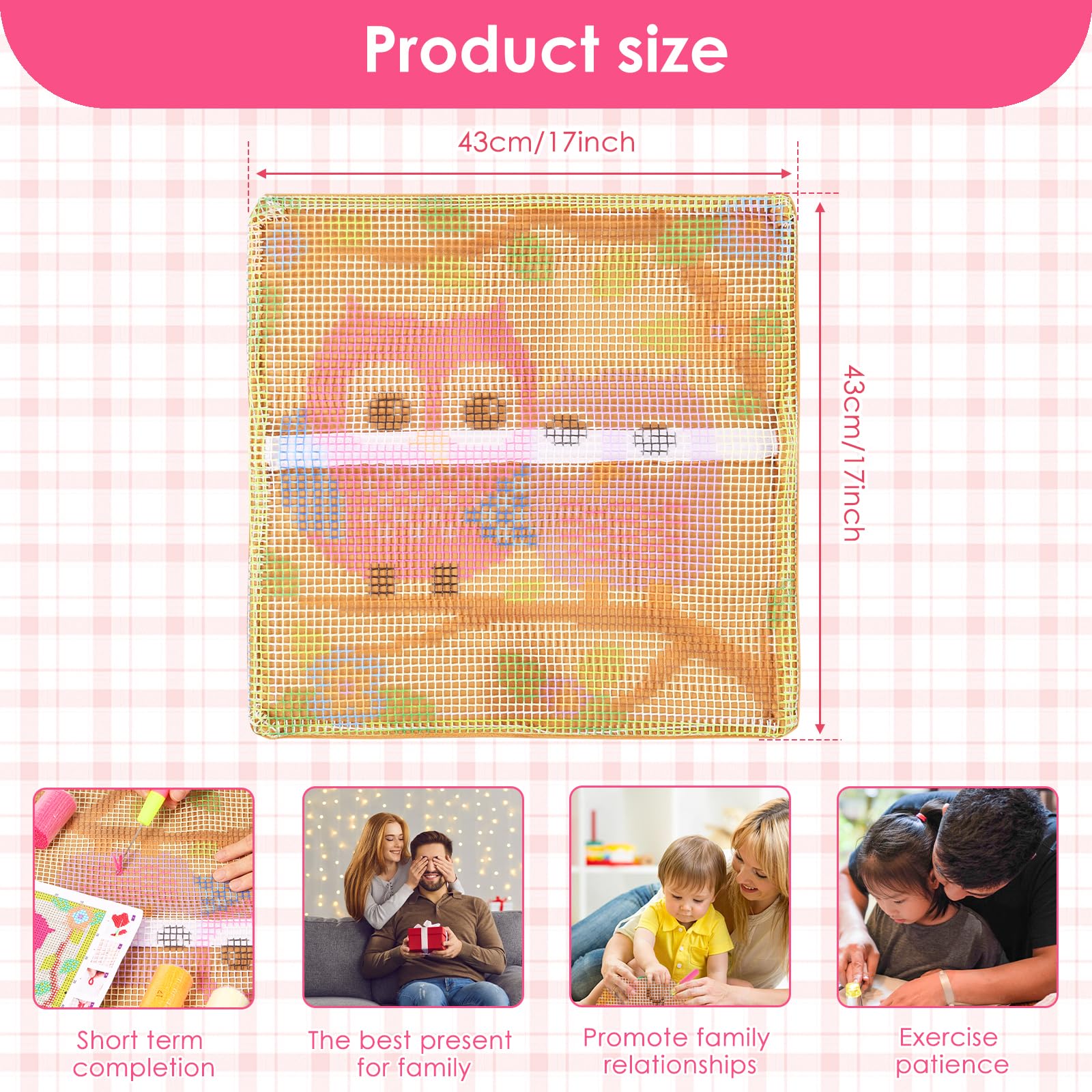 Kit di ganci per cuscini Latch Hook Set di cuscini per bambini o principianti adulti DIY Latch Hook fodera per cuscino tappeto kit di ricamo DIY tappeto annodato pacchetto per decorazione divano casa