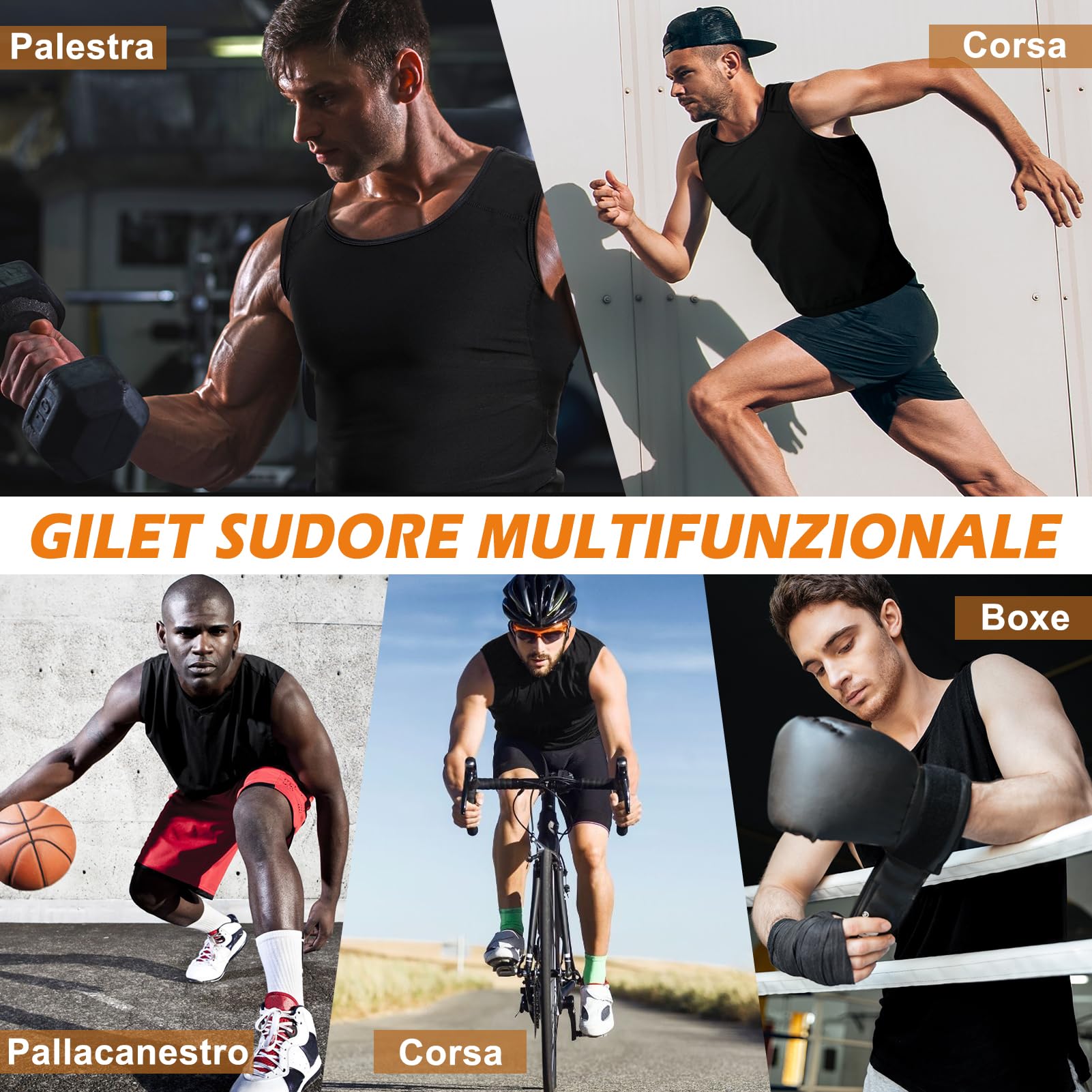 Kiiwah Canottiera Dimagrante da Sauna Uomo, Gilet Sauna Riscaldamento, Camicia Traspirante per Perdita di Peso Fitness