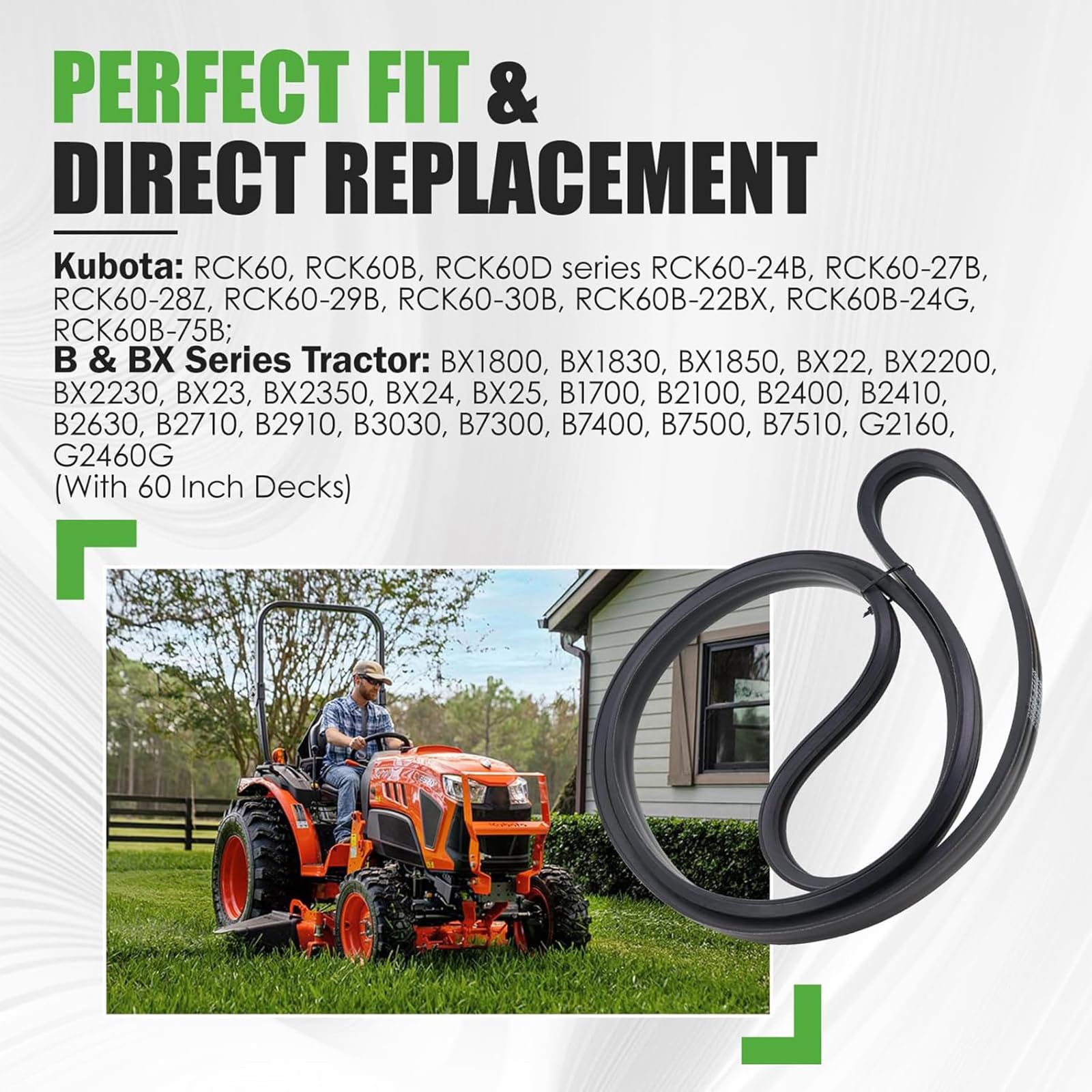 Correa de repuesto para cortacésped K5763 34710 para modelos RCK60-28Z RCK60-29B Compatible con instalación directa