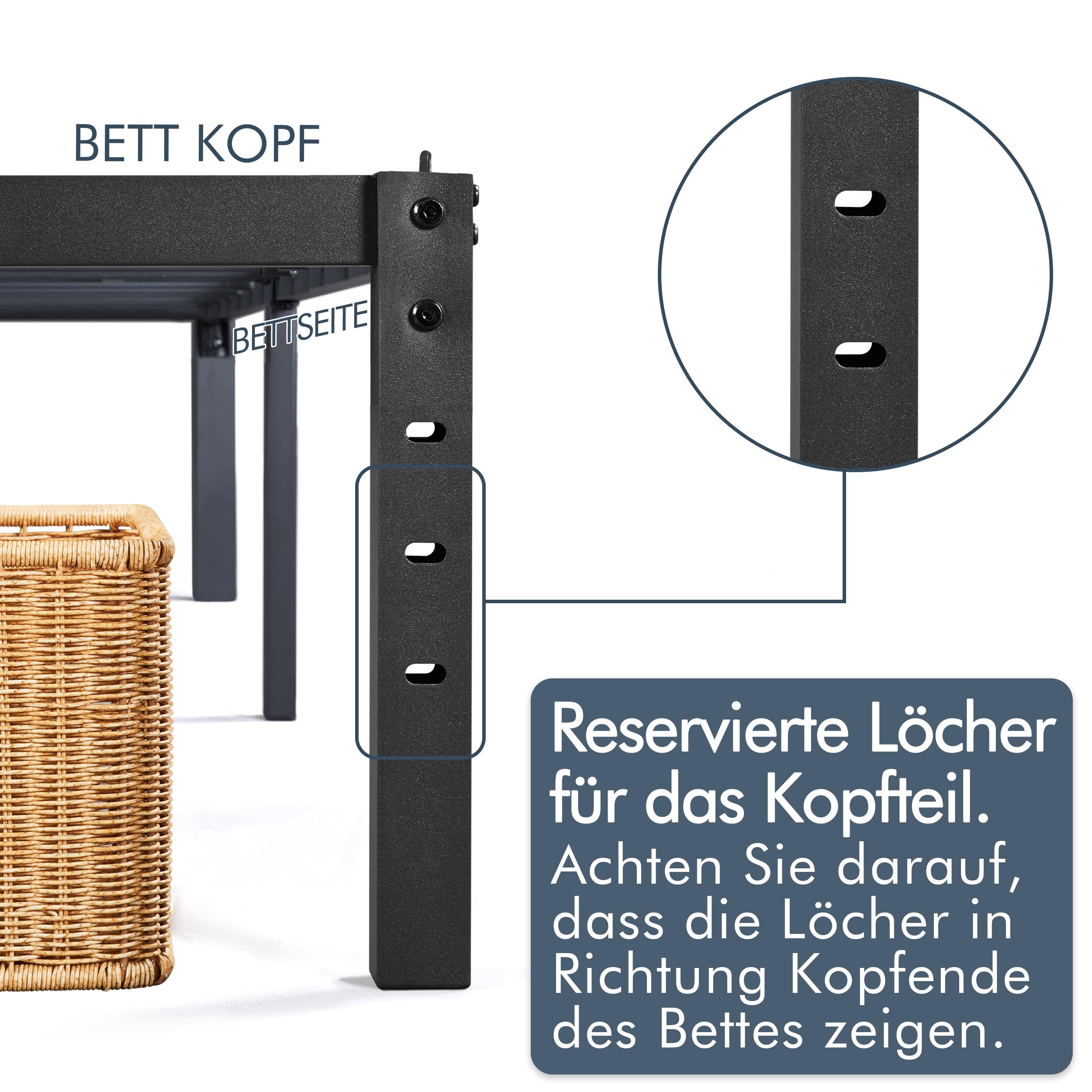 Yaheetech Bettrahmen 90 x 200 cm Metallbett Bettgestell aus Metall, Modern Jugendbett mit Lattenrost, Doppelbett Einzelbett Schwarz 41cm H