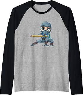 Back to School Ninja Student and Teacher Pencil Raglan Baseball Tee