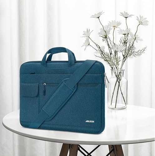 Miniatura 9 de MOSISO - Maletín con bandolera, para laptop (poliéster) Verde azulado profundo,Verde (Mint Green),azul (Airy Blue),Verde militar,Rosa bebé,Negro