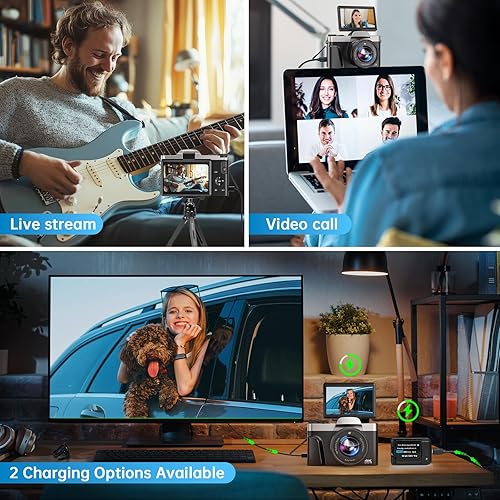 Miniatura 4 de 4K Digital Camera for Photography with WiFi 64MP Auto-Focus Vlogging Camera for YouTube Video 3'' 180 Flip Screen 4K Cameras 16X Zoom Anti-Shake