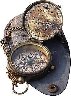 Gift to My Son Engraved Brass Compass with Leather Case - Gift to Son from Mom - Gift for Son from Dad - Birthday Gift for Son - Motivational Gift for Son - Graduation Gift Ideas
