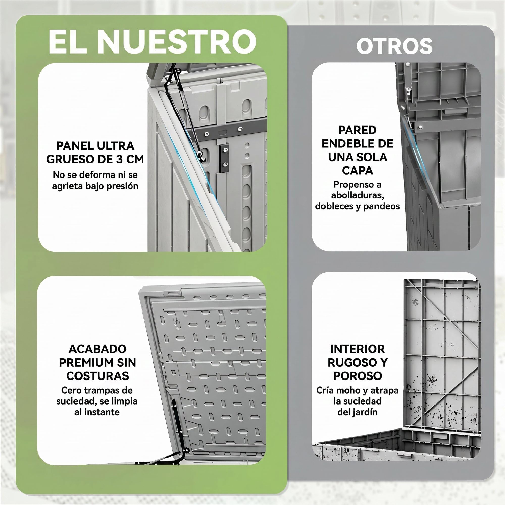 Outsunny Armario de Exterior de HDPE 940L 142x67x119 cm Gris Claro | Caseta de Jardín Exterior, Tapa Abatible, 2 Puertas, Cerradura, Cobertizo para Herramientas