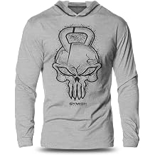 Gymish Lifestyle Bodybuilder Gym Reaper Skull Full Sleeves Lightweight Workout Hooded for Mens