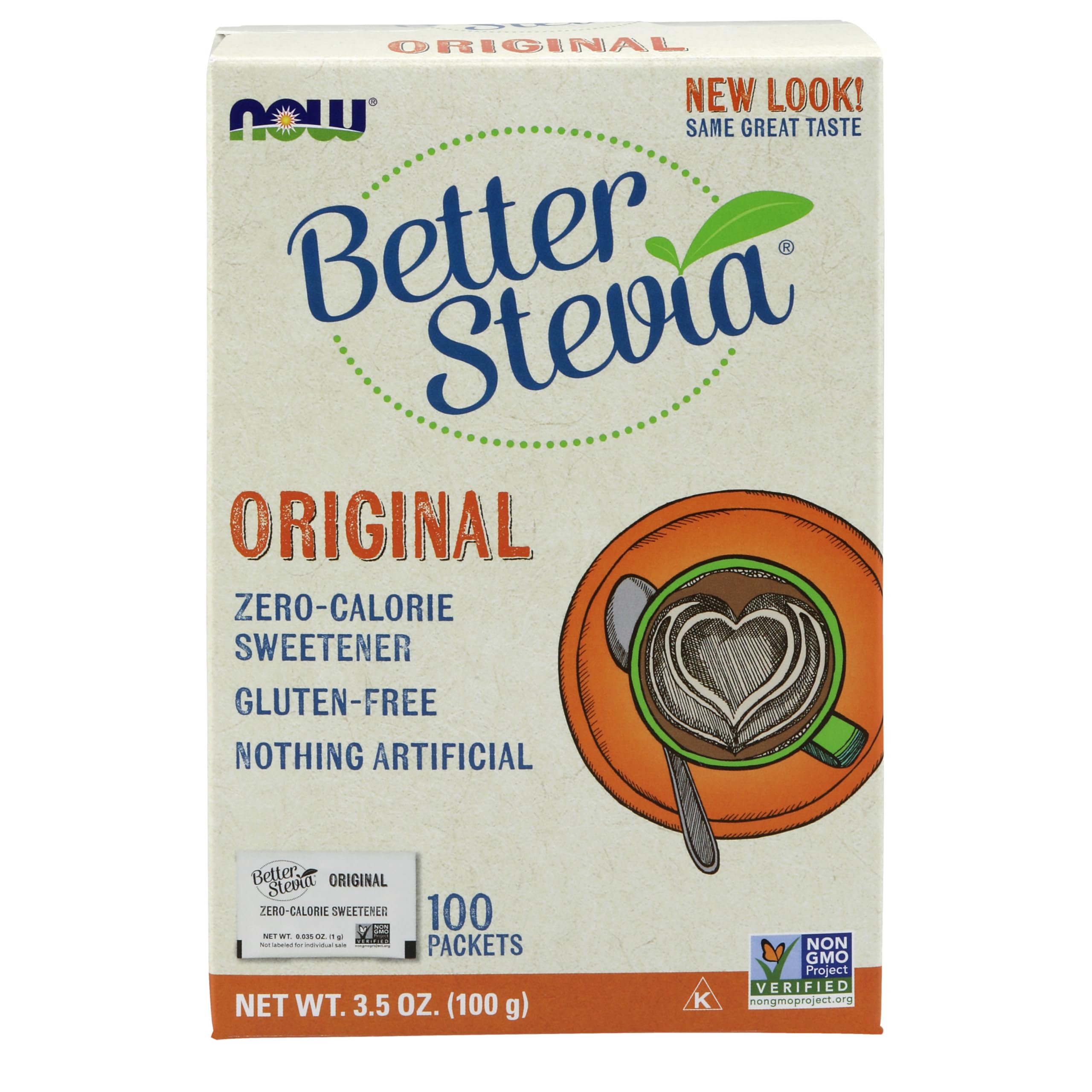 Now Foods Betterstevia 100 Packets. Original Zero Calorie Sweetener, Gluten-free, Nothing Artificial.