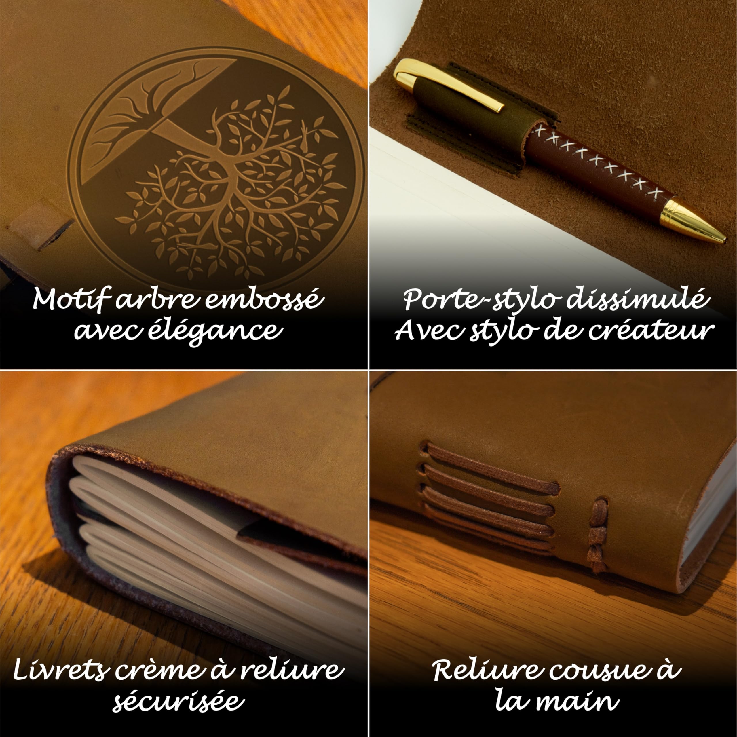 Coffret journal cuir Sovereign-Gear Arbre de vie – Carnet fait main avec stylo et marque-page | Journal vintage homme/femme | Livré dans coffret cadeau estampé élégant.
