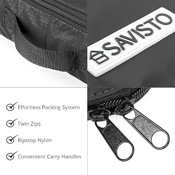 Savisto Packing Cubes 6 Piece Set, Durable & Lightweight Travel Essentials For Suitcases - Includes 1 XL, 2 L, 2 M, 1 S - Available in 8 Stylish Colours - Black