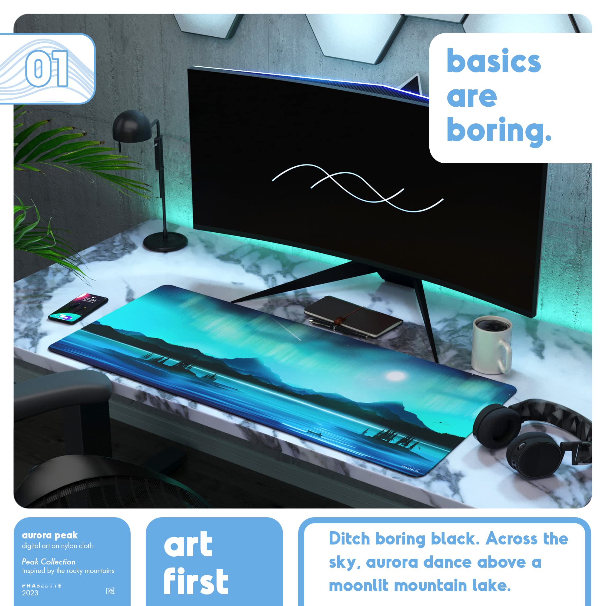 IMAYONDIA Gaming Mouse Pad For Women, Large Non-Slip Rubber Base Mousepad With Stitched Edges, Keyboard Mouse Mat Desk Pad For Work, Game, Office, 31.5x11.8 Inch - Rose Gold Glitter Foil Butterfly - View #2