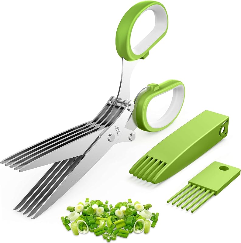 Upgraded Herb Scissors, Effortless Herb Shears with Stainless Steel Blades