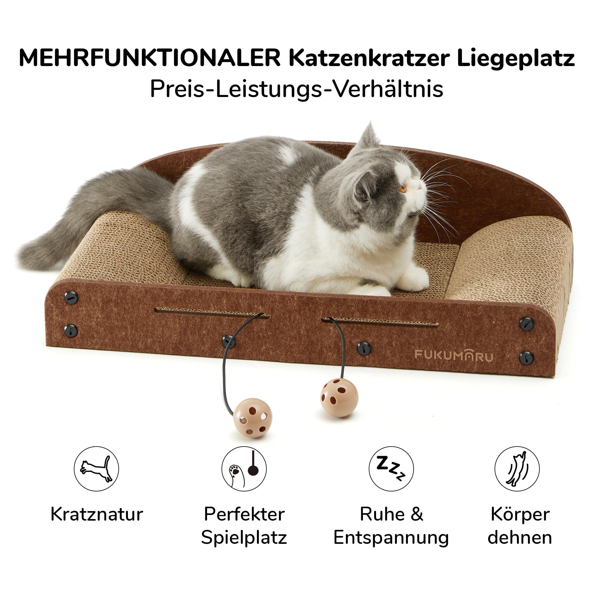Nekosan Katzenkratzbett – Extra Groß (69,8 Cm), Karton, Gemütliche Lounge Für Katzen
