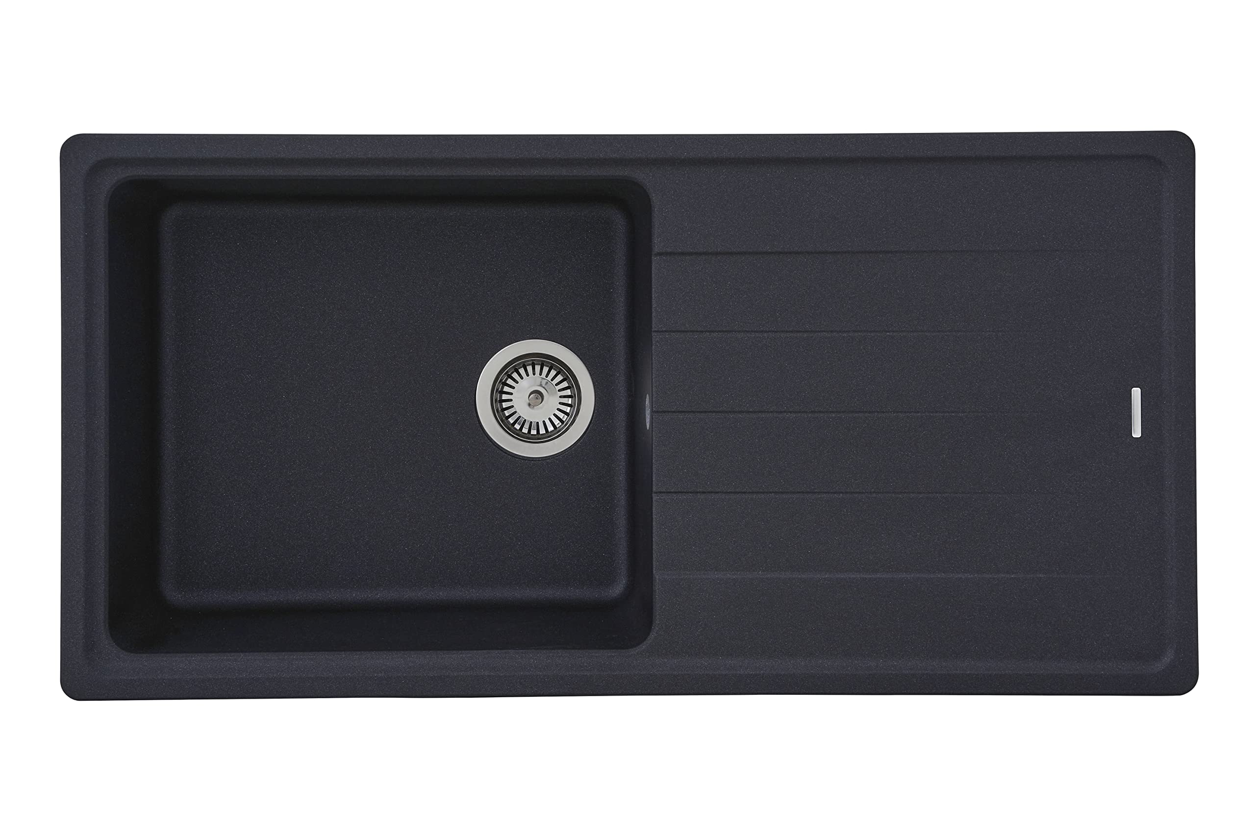 Respekta Columbia Massivgranit Spüle in Schwarz / 1 Becken Einbauspüle in 100 x 50 cm/Spülbecken geeignet für Unterschränke ab 60 cm Breite