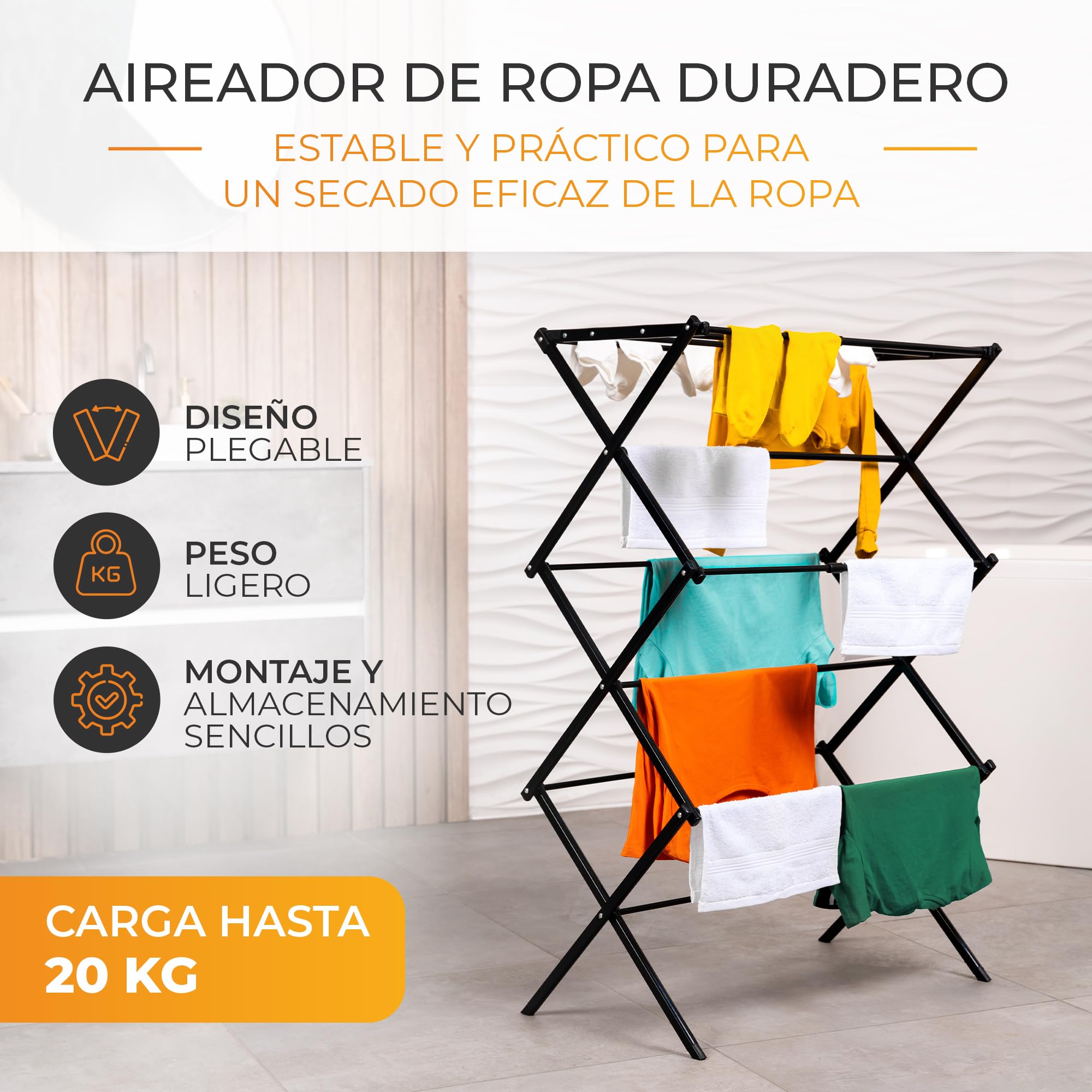 Tendederos Plegables - 6 Niveles y 11 Barras Soporta, hasta 20kg | Tendedero Plegable Extensible a 74cm, Resistente, Compacto&Ahorra Espacio - para Casa y Camping|Tendedero Extensible, Gris