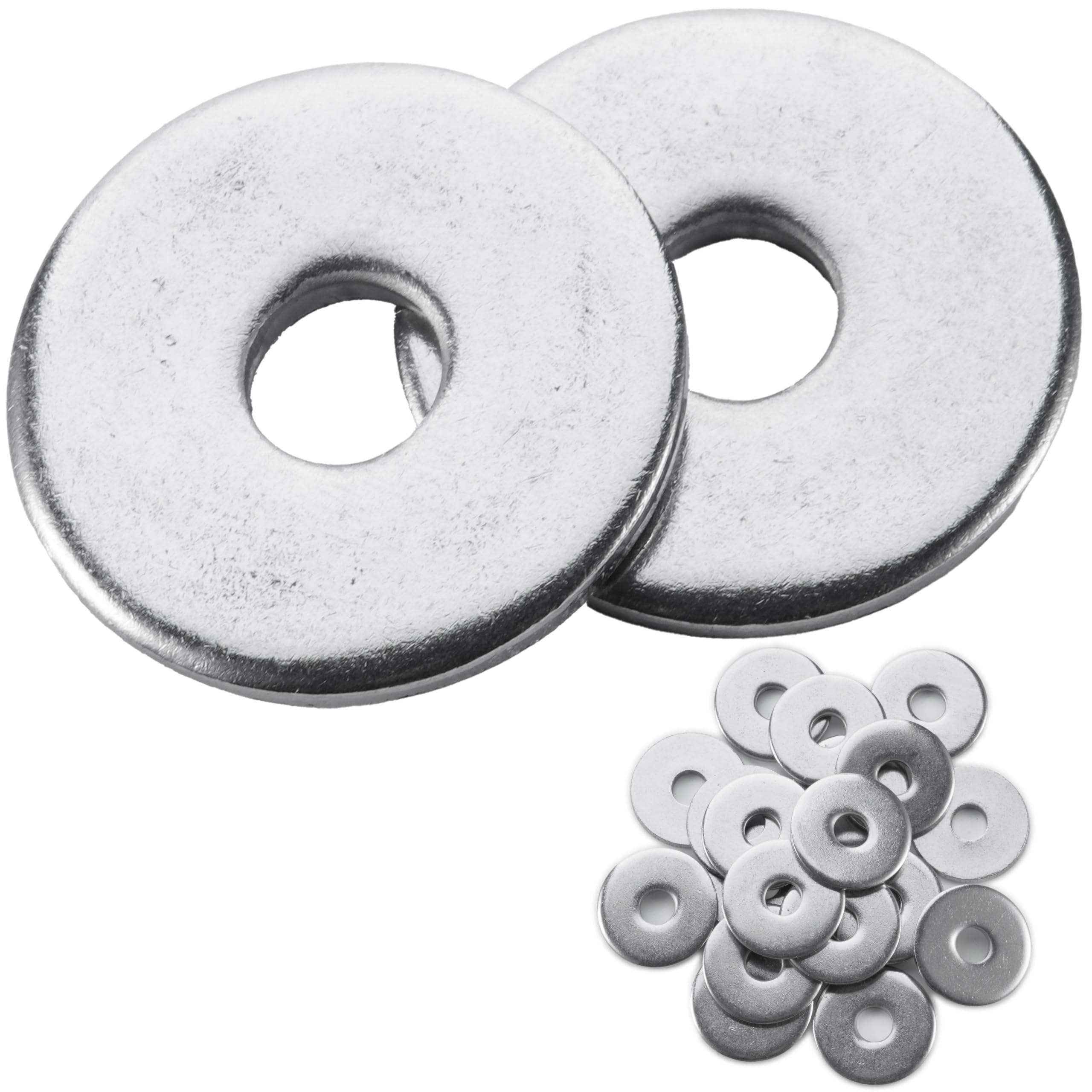 30 Pcs 1/4" Fender Washers Stainless, 1/4" ID x 0.97" OD x 0.07" Thick, Large Fender Washers Flat, Aperture is Also Suitable for M6 Bolts (30, M6 x 0.97" OD x 0.07" T) - 1