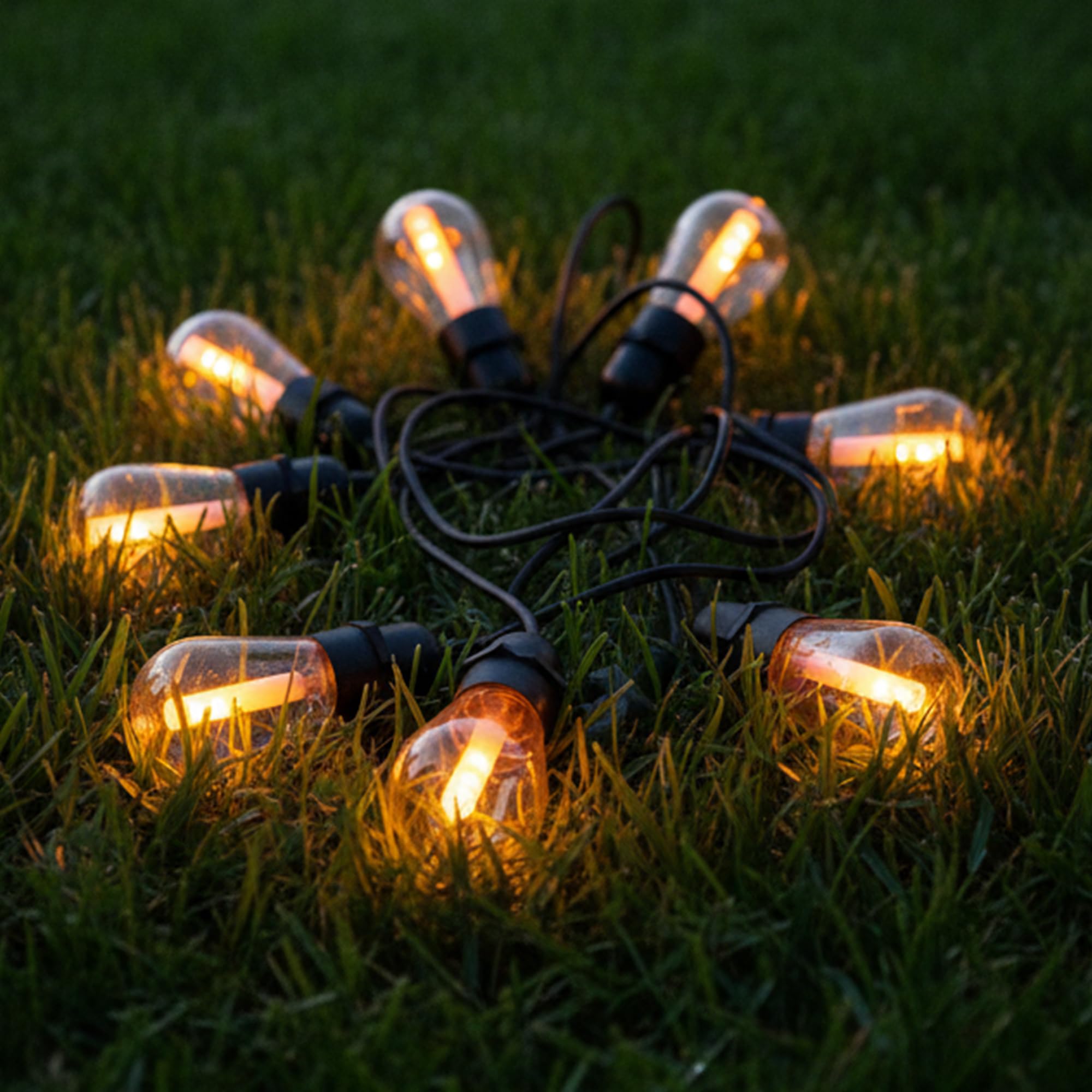 Podłączany solarny łańcuch świetlny, 10 żarówek LED, ciepła biel, efekt płomienia, lampa błyskowa, 8 m