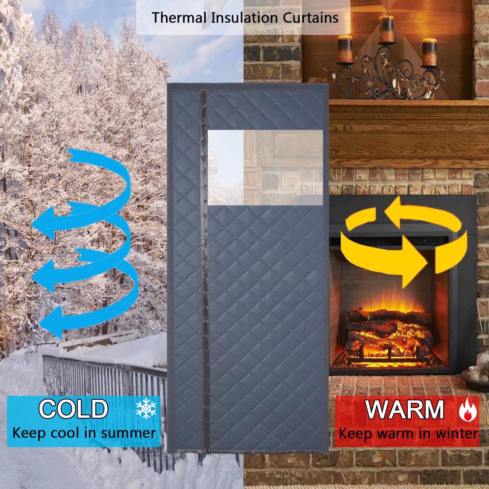Rideau Magnétique Isolant Thermique, avec Fenêtre Visible