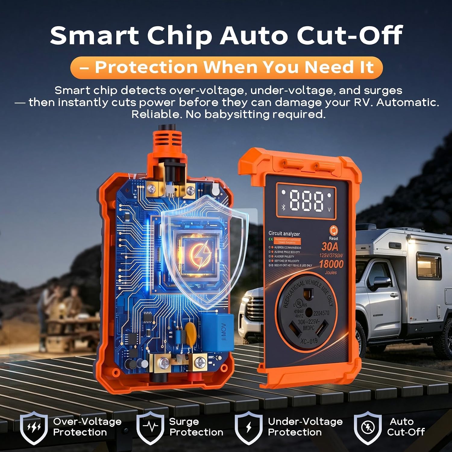 New RV Surge Protector 30 Amp Weatherproof with Bluetooth &Smart App-18000J image 3