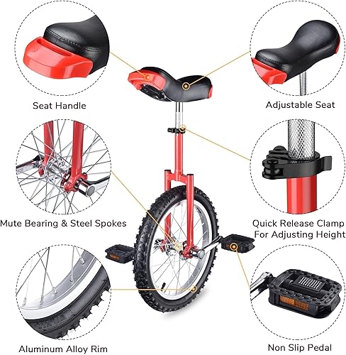 Miniatura 54 de AW Rueda de 16/18/20/24 pulgadas, asiento ajustable para exteriores, para adultos, niños, deportes al aire libre, ejercicio de fitness, para elegir