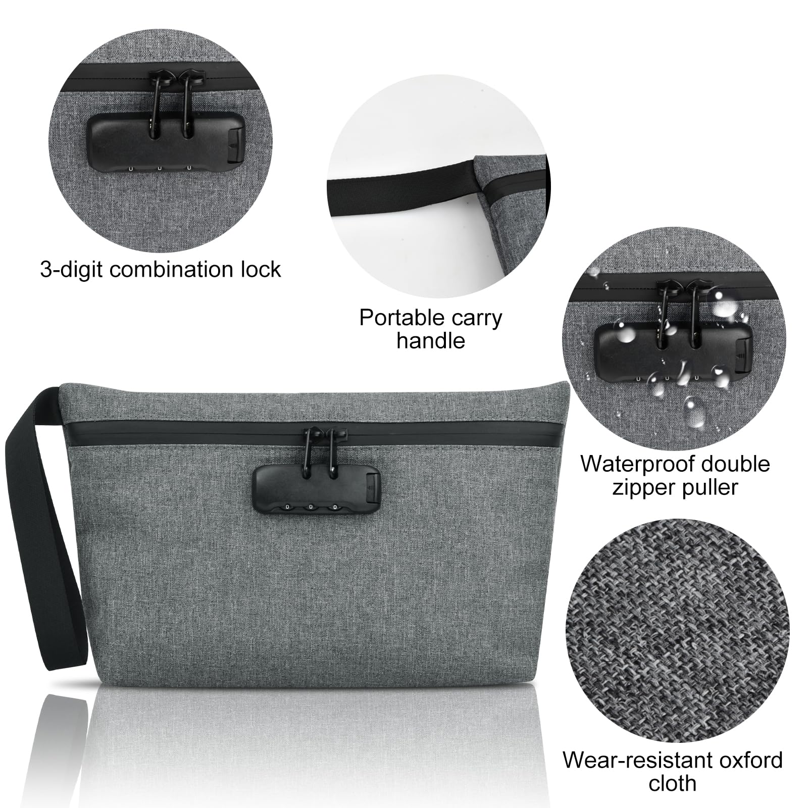Bolsa Antiodor con Cerradura de Combinación, Bolsa de Almacenamiento con Cremalleras Selladas, Bolsa Antiodor para Viajes, Impermeable, Forrada de Carbón, 32 * 20 cm, Gris