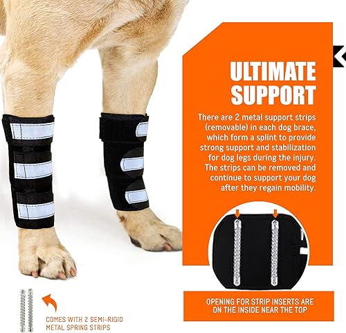 Miniatura 5 de NeoAlly - Soporte de pierna delantera para perros y gatos, soporte de pierna de perro con inserciones de resorte de metal, manga de pierna de perro