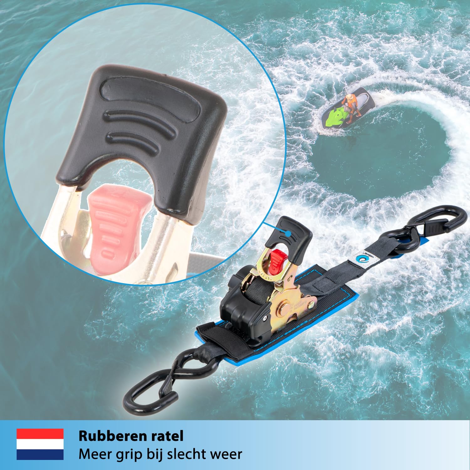ROBUUSTE SPANRIEM MET OPSPANRATEL 1500kg - 50mm x 8m - Robuuste